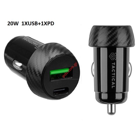 Φορτιστής αυτοκινήτου TACTICAL SN-515-1Q1PD 20W 2 PORT 1XPD+1XUSB Black Box