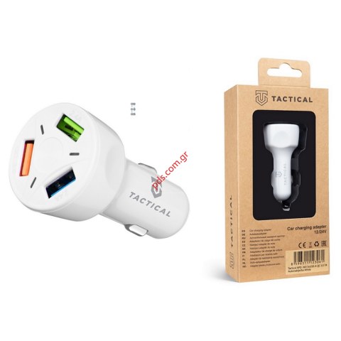 Φορτιστής αυτοκινήτου τριπλός Tactical APD-369 3xUSB-A QC 3.0 7A White σε λευκό χρώμα Box