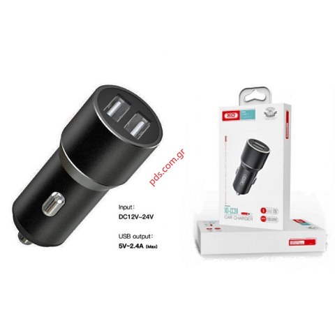 Φορτιστής αυτοκινήτου XO CC30 Metal 12V 2XUSB 2.4A Black BOX