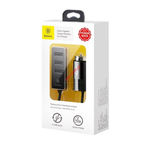 Πολλαπλός φορτιστής αυτοκινητού BASEUS CCTON-01 USB 4 PORTS 5.5A Black Quick charge Box