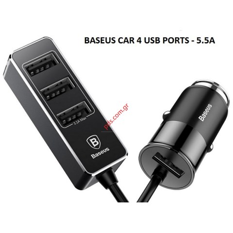Πολλαπλός φορτιστής αυτοκινητού BASEUS CCTON-01 USB 4 PORTS 5.5A Black Quick charge Box