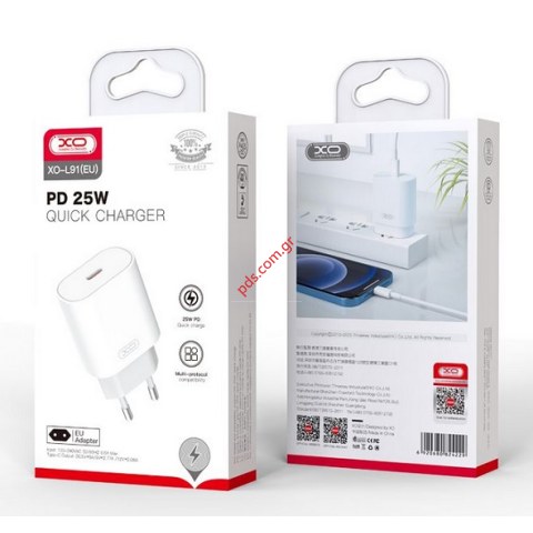 Φορτιστής ταξιδίου XO L91EU TYPE-C PD 25W White BOX