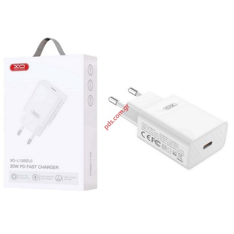Γρήγορος φορτιστής XO L126 USB-C PD20W White Fast Charging Blister