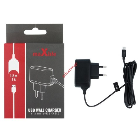 Συμβατός φορτιστής σπιτιού MAXLIFE 2A/220V MicroUSB 1 PCS BOX  Συμβατός φορτιστής σπιτιού MAXLIFE 2A/220V MicroUSB 1 PCS BOX