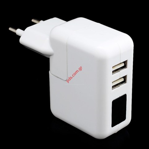 Επιτοίχιος φορτιστής Dual USB 2 Port 5V/2.1A Box για iPad iPhone iPod Samsung 