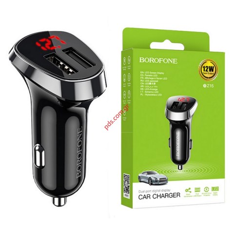 Car charger Borofone BZ15 Black 12W Dual USB 5V/2.4A input 12/24V Box Car charger Borofone BZ15 Black 12W Dual USB 5V/2.4A input 12/24V Box