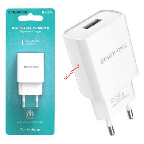 Charger BOROFONE BA20A1 MicroUSB Type B White 1 USB Port Blister Charger BOROFONE BA20A1 MicroUSB Type B White 1 USB Port Blister