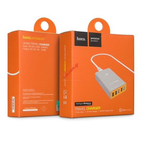 Φορτιστής πρίζας με 4 εξόδους USB 5A iPOWER-20W-5000 με 2 out 1A + 2 out 2.1A + 1 με 1.3Α White