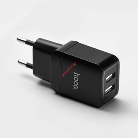 Φορτιστής σπιτιού Hoco C33A 5V/2.4A DUAL USB Black Adaptor Superior Fast Charging Blister