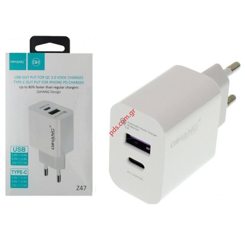Charger QHINAG PD-Z47 USB-A & PD 3A Port DUAL 2 Output BOX Charger QHINAG PD-Z47 USB-A & PD 3A Port DUAL 2 Output BOX