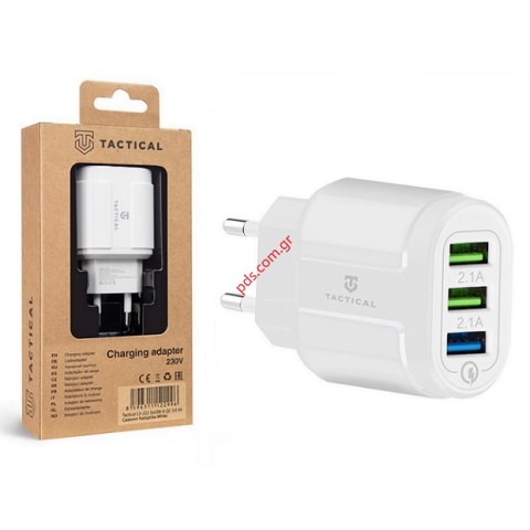 Φορτιστής σπιτιού Tactical 13-222 3xUSB-A QC 3.0 3A white Box