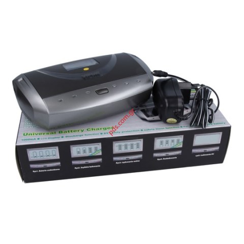 Universal battery charger with Display LCD for 1 ~ 4 pieces (AA/AAA/C/D R20 / 9V cells NiCD/NiHM)