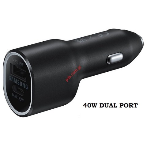 Original car charger Samsung EP-L4020NBEGEU Dual Port 40W Fast Charge Black Box.
