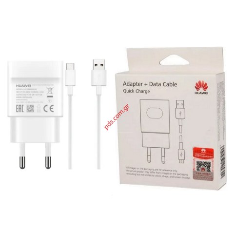 Γνήσιο σετ φορτιστή Huawei AP-81 white USB 22.5w/3A Type C Super charger with cable σε λευκό χρώμα  BOX.