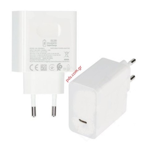 Γνήσιος φορτιστής σπιτιού Huawei HW-200200EP1 65W White USB TYPE-C Super Fast Power Adaptor σε λευκό χρώμα ORIGINAL (ΕΞΑΝΤΛΗΘΗΚΑΝ)