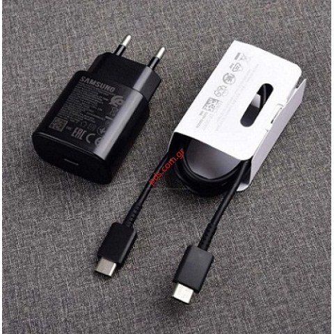 Γνήσιος φορτιστής σπιτιού Samsung EP-TA800XBE 25W 9V/3A Black set σε μαύρο χρώμα (QUICK FAST CHARGE) BOX