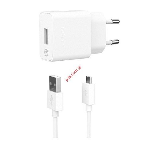 Γνήσιος φορτιστής σπιτιού Sony UCH10 White (Bulk) σε λευκό χρώμα fast travel charger 