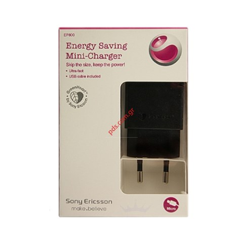 Γνήσιος φορτιστής σπιτιού  SonyEricsson EP-800 με microUSB φις (GreenHeart) Blister