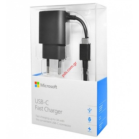 Γνήσιος φορτιστής ταξιδίου Microsoft AC-100E USB Type C (3A) Blister Fast charger γρήγορη φόρτιση (ΕΞΑΝΤΛΗΘΗΚΑΝ)