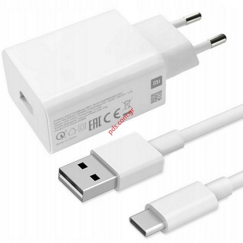 Original set Travel charger OEM Xiaomi MDY-10-EF 3A with cable 1m White