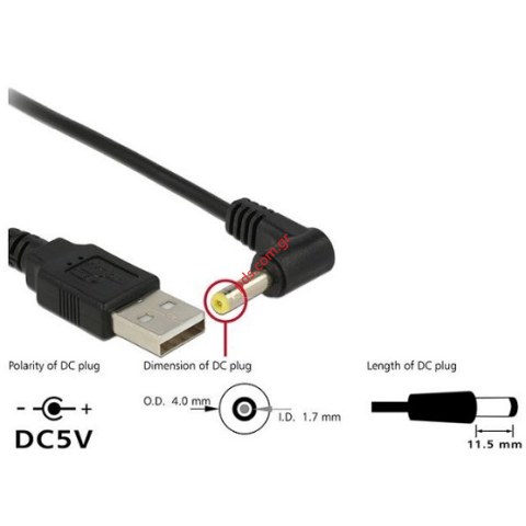 Καλώδιο από USB σε DC 4.0 x 1.7mm, γωνιακό, 1m. Καλώδιο από USB σε DC 4.0 x 1.7mm, γωνιακό, 1m.