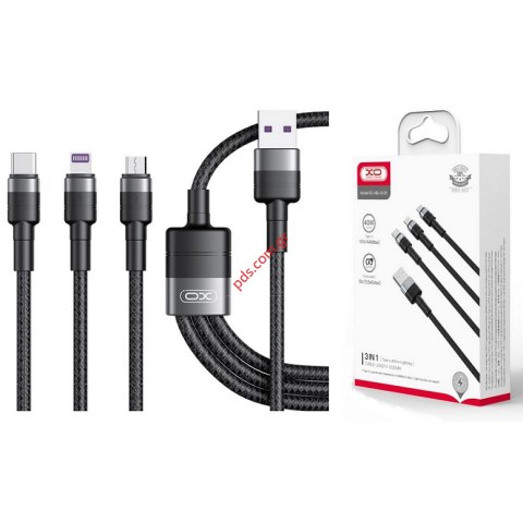 Καλώδιο σετ 3σε1 XO NBQ191 40W Black Fast charge Γρήγορης Φόρτισης USB Καλώδιο 1.2μ Box