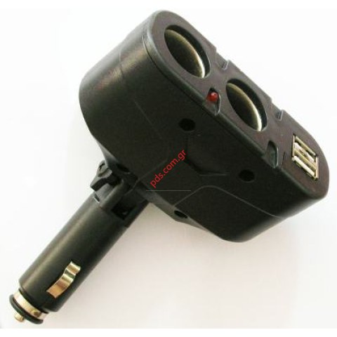 Φορτιστής αυτοκινήτου 12V σε υποδοχές αναπτήρα σε 2 υποδοχες αναπτήρα 12v και 2 USB 5.0v