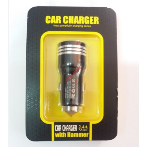 Car Charger universal Hammer 2x USB 2.1A Black Aluminium