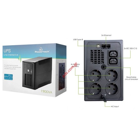 Line Interactive UPS PT-1900LIU, Power 1900VA/1140W Black Box