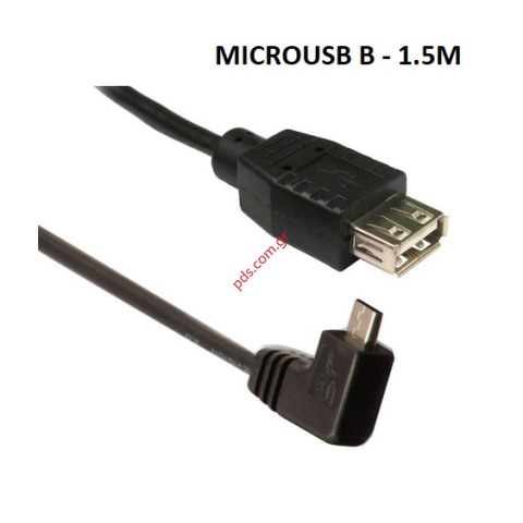 Καλώδιο PT CAB-026 MICROUSB B 1.5M Angle Black σε μαύρο χρώμα Bulk (FEMALE USB 2)