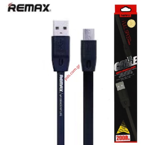 Καλώδιο Remax MICROUSB 2M Black Full Speed Fast Charging Black cable σε μαύρο χρώμα