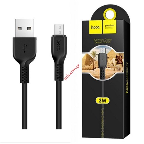 Καλώδιο USB Hoco X20 MICROUSB 3M Flash Black σε μαύρο χρώμα BLISTER