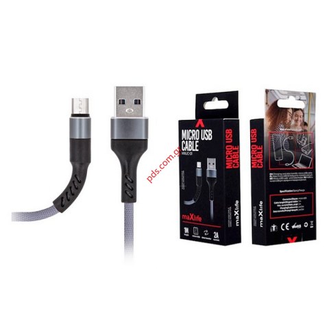 Καλώδιο USB MAXLIFE MXUC-01 MICROUSB 1M Black σε μαύρο χρώμα BLISTER