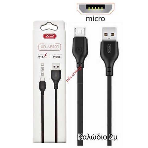 Καλώδιο XO NB103 MICRO USB B 2.1A 2M Black σε μαύρο χρώμα Box