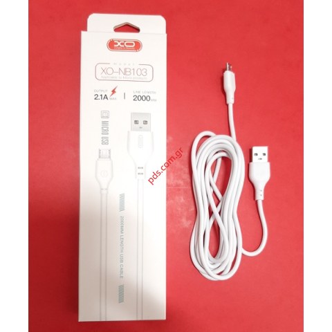 Καλώδιο XO NB103 MICRO USB B 2.1A 2M White σε λευκό χρώμα Box