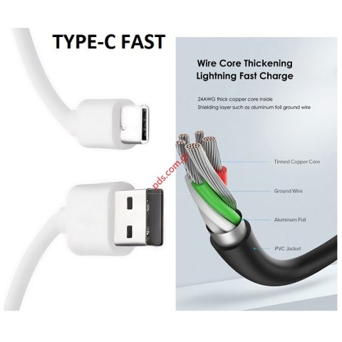 Καλώδιο Cabletime C160 USB 2.0 σε USB Type-C C 5V 3A 0.25cm λευκό χρώμα Box