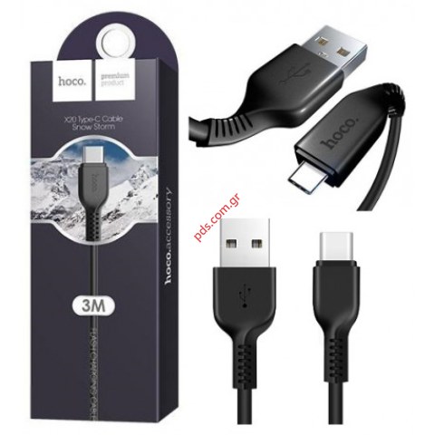 Καλώδιο USB Hoco X20 TYPE-C 3M Flash Black σε μαύρο χρώμα
