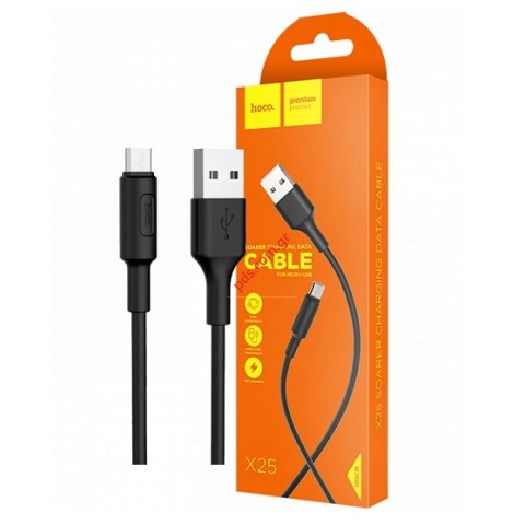 Καλώδιο USB Hoco X25 MICROUSB 1M Flash Black σε μαύρο χρώμα BLISTER (2A)