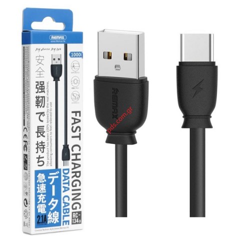 Καλώδιο USB Remax RC-134a TYPE-C Fast 2.1A Black φόρτισης & δεδομένων Box