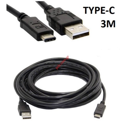 Data Cable USB TYPE-C Flash (3 METER) Black Bulk Data Cable USB TYPE-C Flash (3 METER) Black Bulk
