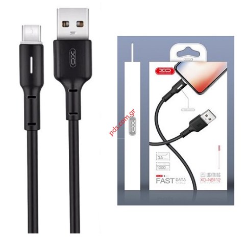 Καλώδιο USB XO NB112 TYPE-C 3.0A 1M Black σε μαύρο χρώμα Box (FAST CHARGING)
