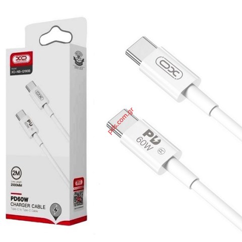 Καλώδιο XO NB-Q190B PD USB-C σε USB-C 2,0m 60W white Box