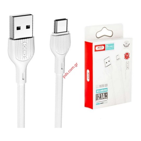 Καλώδιο XO NB200 Fast 2.1A USB A / Type C white 1.0μ σε λευκό χρώμα Box