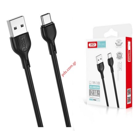 Καλώδιο XO NB200 TYPE-C 2.1A 2M Black σε μαύρο χρώμα Box (FAST CHARGING)
