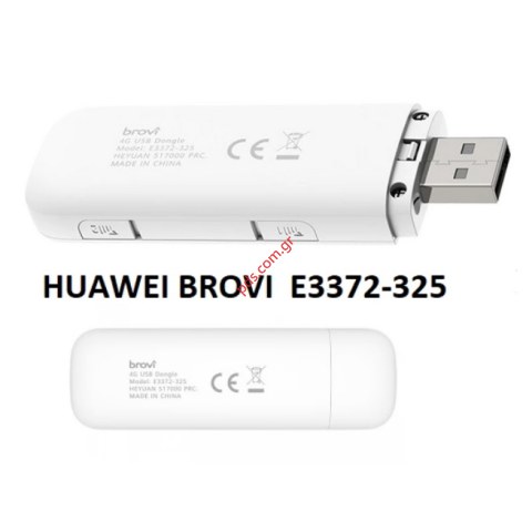 Wireless portable modem GSM Huawei By Brovi E3372-325 LTE 4G white Mobile WiFi Router SIM-slot, 2 x CRC9 connectors for external antennas, white, unlocked 
