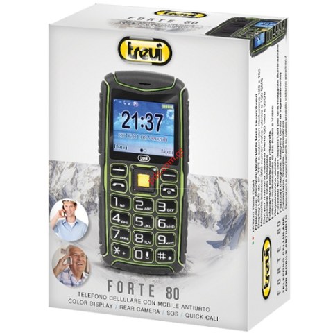 Αδιάβροχο Κινητό τηλέφωνο ανθεκτικό Trevi Forte 80 Waterproof IP68 Lion 2000mAh (Προστασία από σκόνη, πτώση και νερό, Ελληνικό μενού).