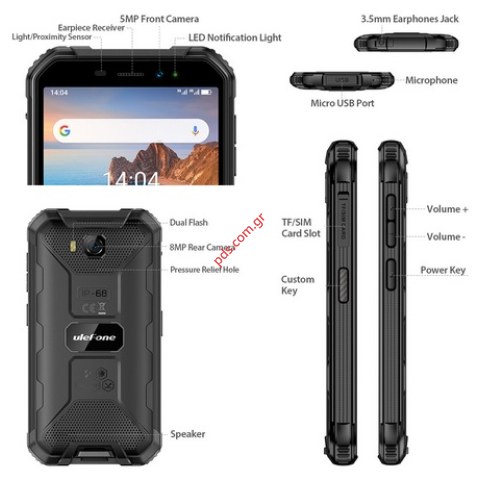 Κινητό τηλέφωνο αδιάβροχο Ulefone Armor X6 2/16MB Smartphone Waterproof IP68 Black  