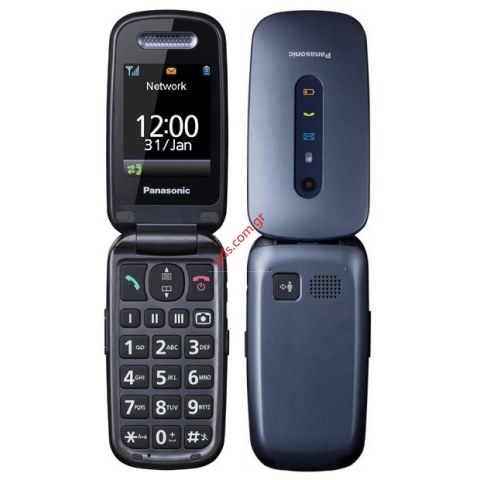 Κινητό τηλέφωνο Panasonic  KX-TU456EXCE Fold Blue Clamcell με MicroSD, Bluetooth, Κάμερα, Μεγάλα Γράμματα και Πλήκτρο SOS Box