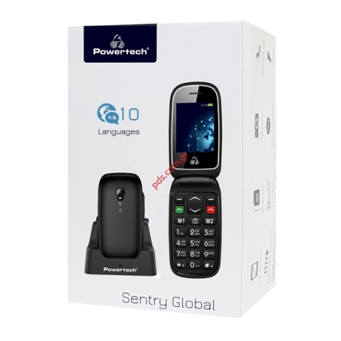 Κινητό Τηλέφωνο Powertech Sentry Global PTM-19 Black, Pocket clamsheel SOS Call, φακός, μαύρο Box (ΕΞΑΝΤΛΗΘΗΚΑΝ)