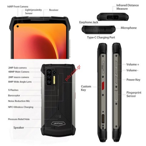 Κινητό τηλέφωνο Smartphone Ulefone Power Armor 13, IP68/IP69K, 6.81 inch 8/256GB, 13200mAh Black Box